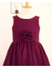 Plum Chiffon Knee Length Boho Beach Flower Girl Dress 